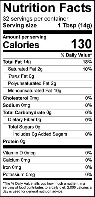 Avocado Oil Calories 1 2 Cup